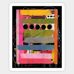 audio mixer expressive abstraction mixed media collage art Magnet